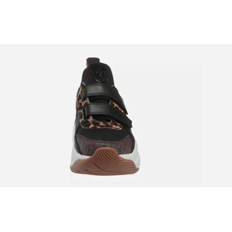 Giày thể thao đế xuồng Michael Kors Keeley Trainer Dark Camel Leopard & Zebra  508581