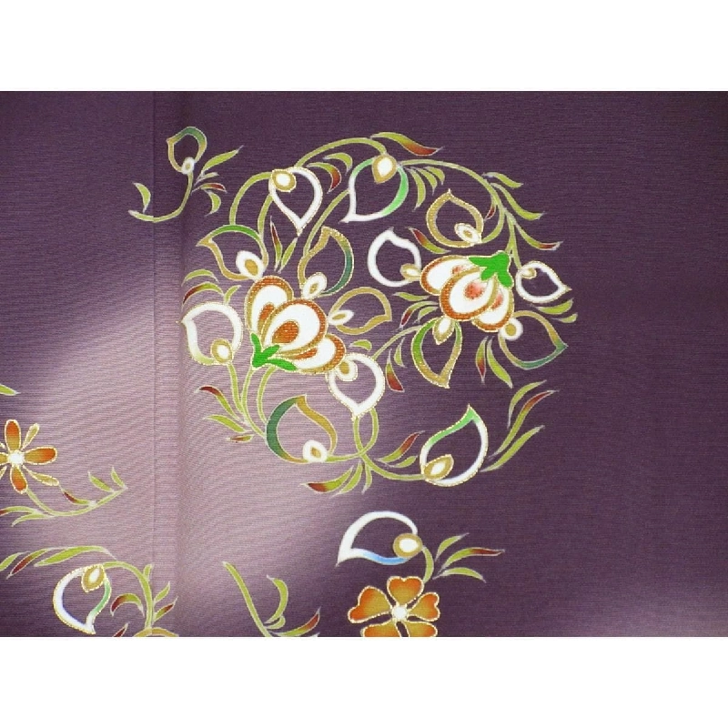 Áo kimono thăm viếng, trang trí vàng Yuzen, thêu bo màu 883401