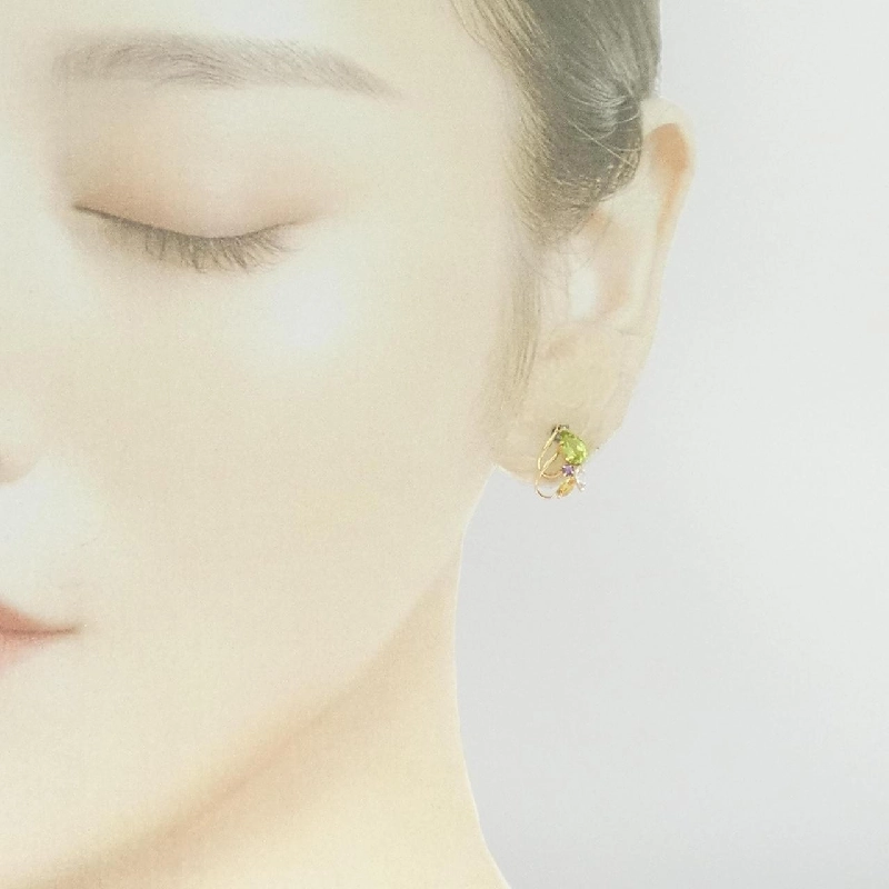 K18YG Đá màu Bông tai - Hàng hiệu Chính hãng 875199