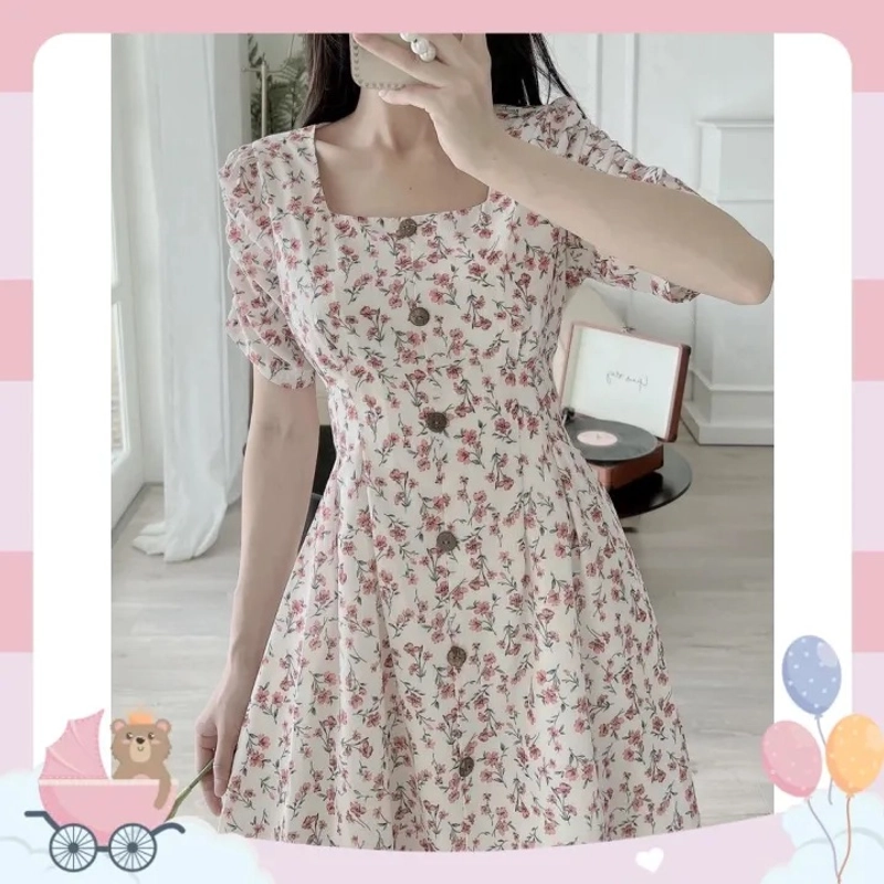 Váy hoa nhí thời trang size M màu trắng cam mới 482444
