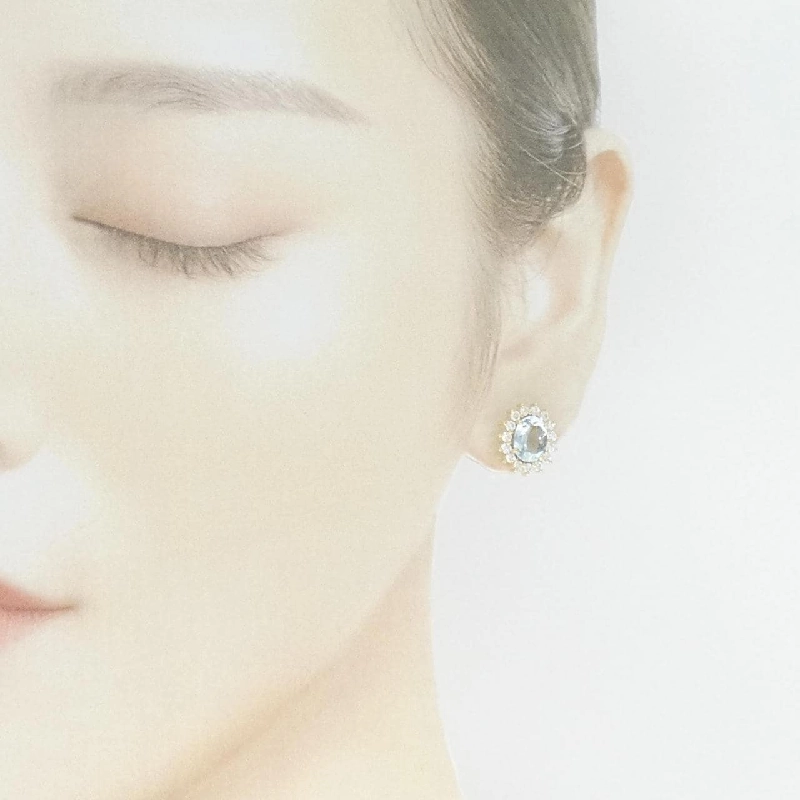 K18YG Aquamarine Bông tai - Hàng hiệu Chính hãng 871887