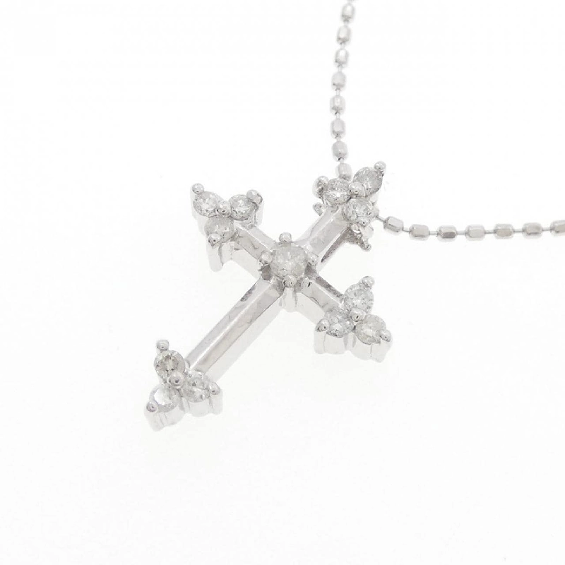 K18WG Dây chuyền kim cương chéo 0.14CT - Hàng hiệu Chính hãng 858548