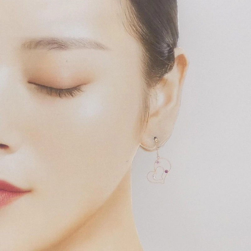 K10PG Bông tai Garnet hình trái tim - Hàng hiệu Chính hãng 868486