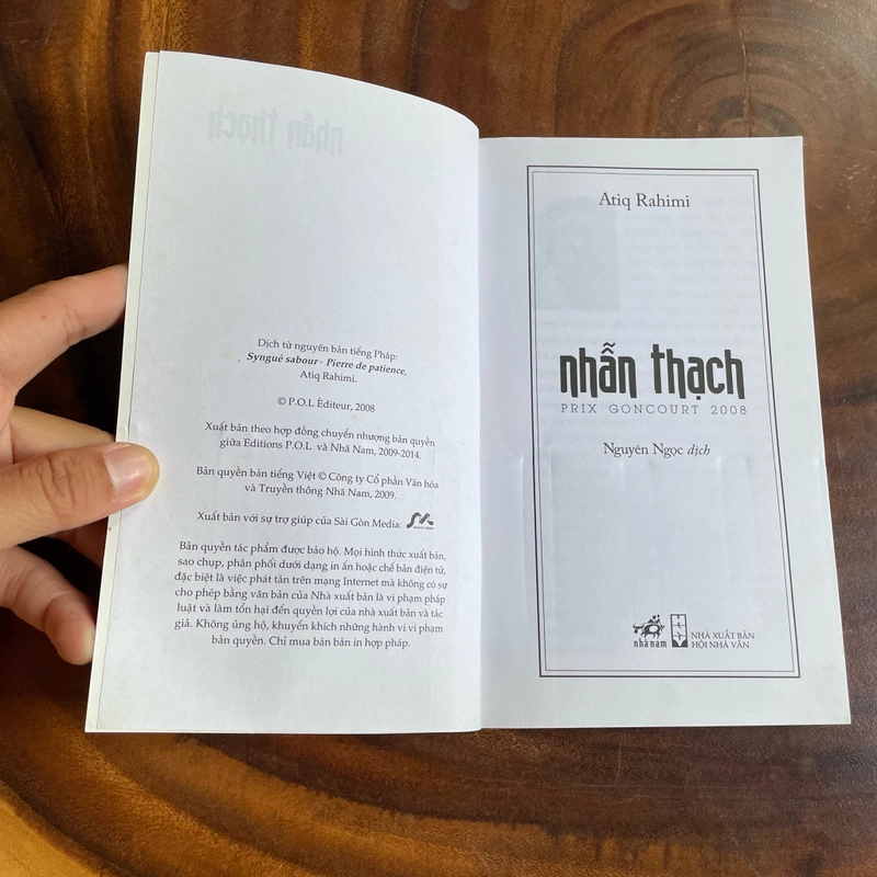 II Tựa sách: Nhẫn Thạch - Atiq Rahimi - 2009 452694