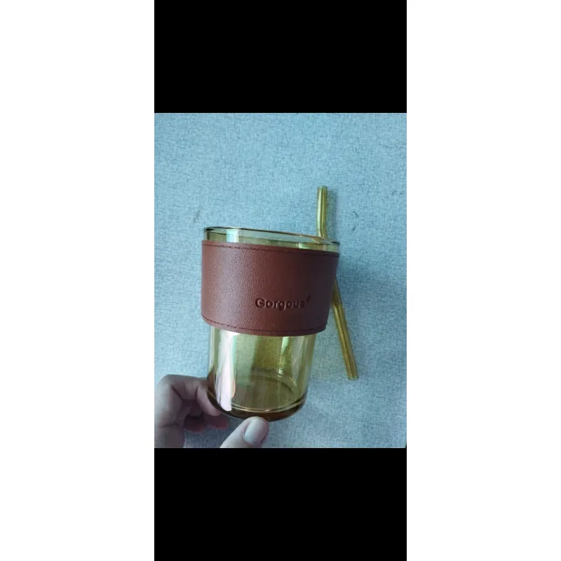 Ly thủy tinh 300ml kèm ống hút thủy tinh 737042