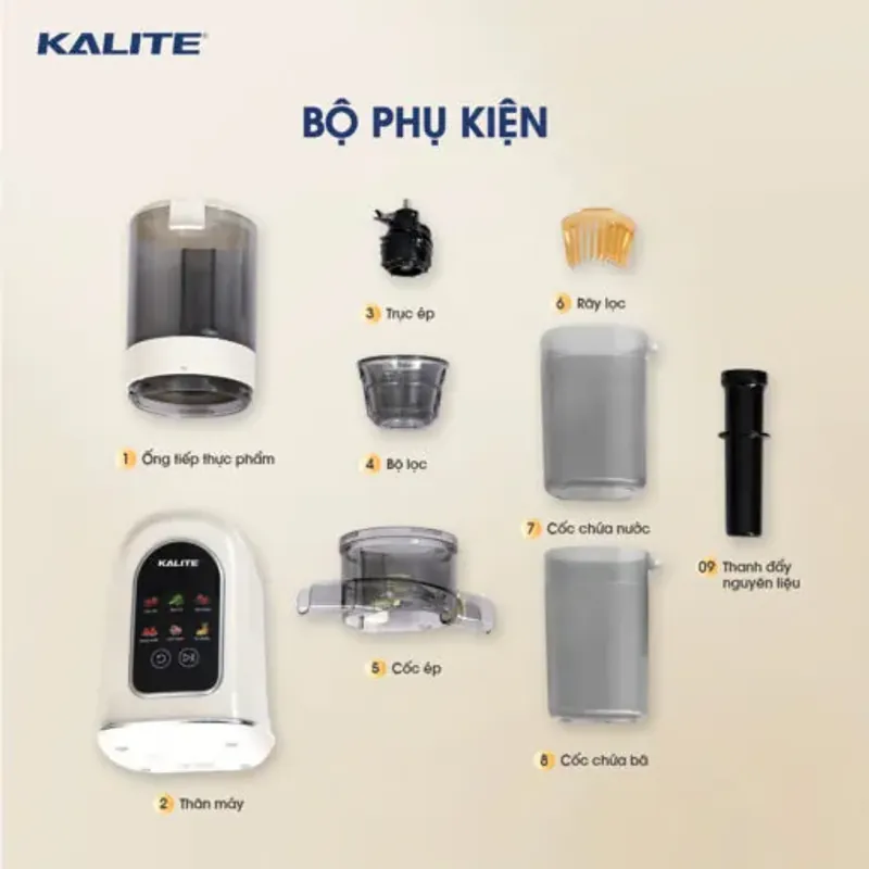 Máy ép chậm Kalite KSJ569 ép kiệt bã 99% không sinh nhiệt tích hợp làm kem 572353