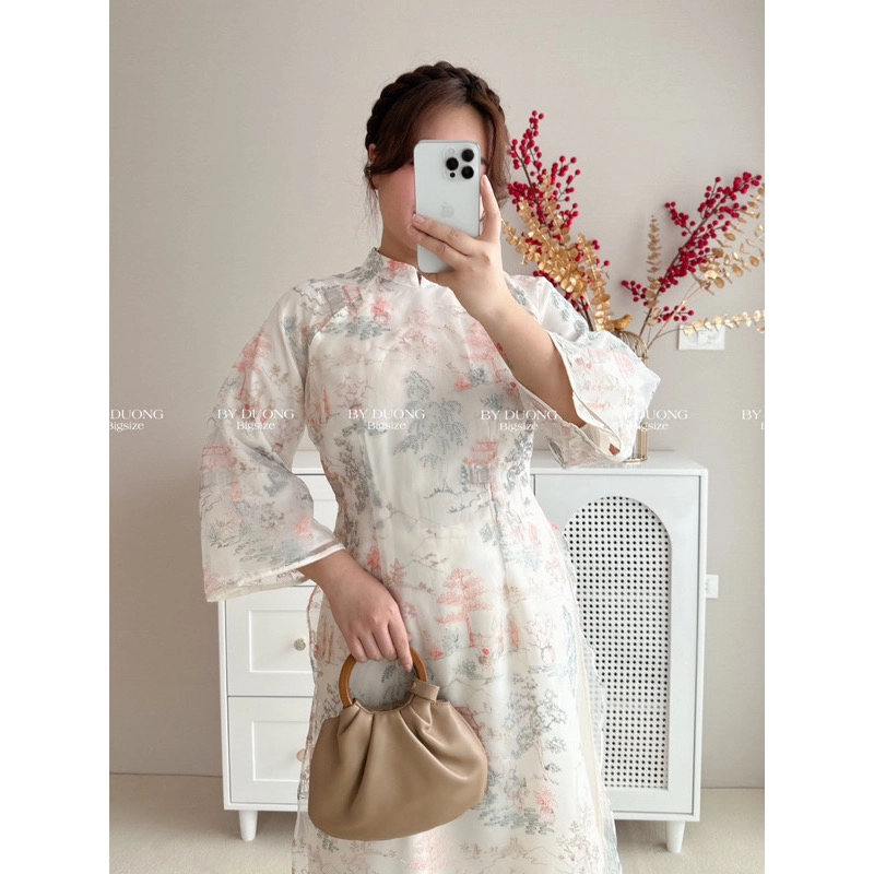 Set Áo dài Thuỷ Mặc thêu kèm quần lụa BIGSIZE  494278