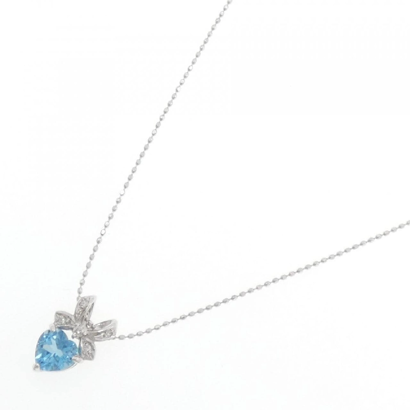 K10WG Heart × Ribbon Blue Topaz Necklace - Hàng hiệu Authentic 863735