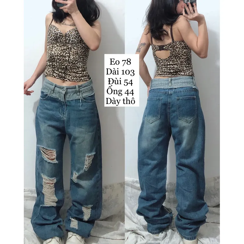 Quần jeans ống đứng suông nữ cá tính 1001441
