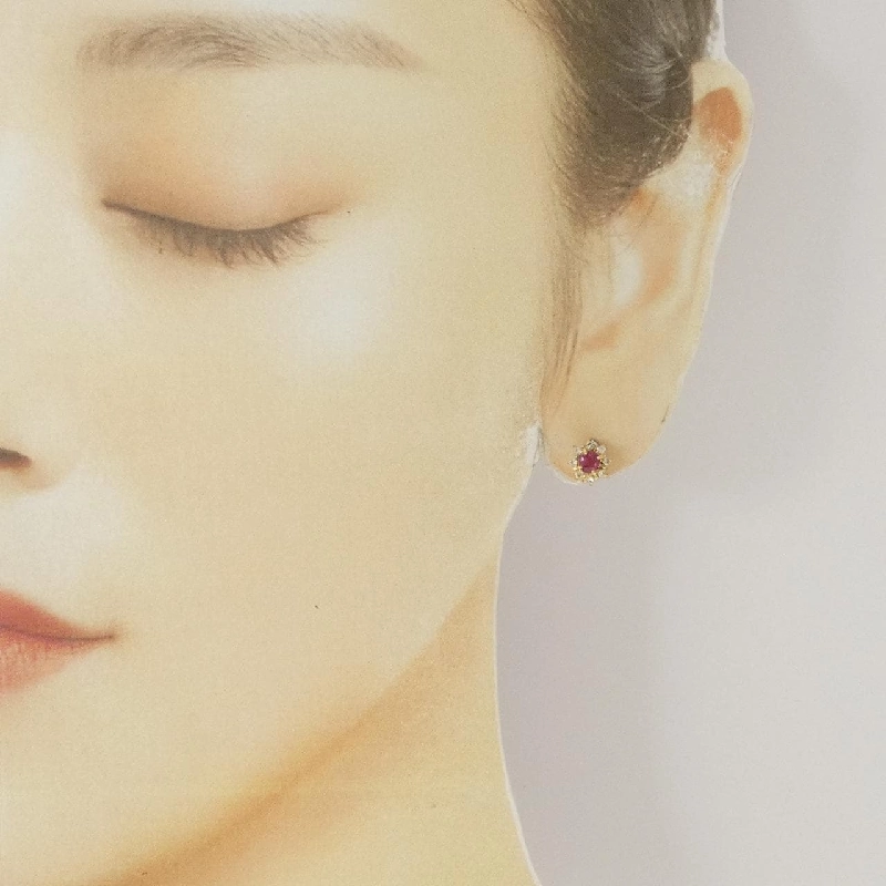 K18YG Bông tai Ruby 0.40CT - Hàng hiệu Chính hãng 869854