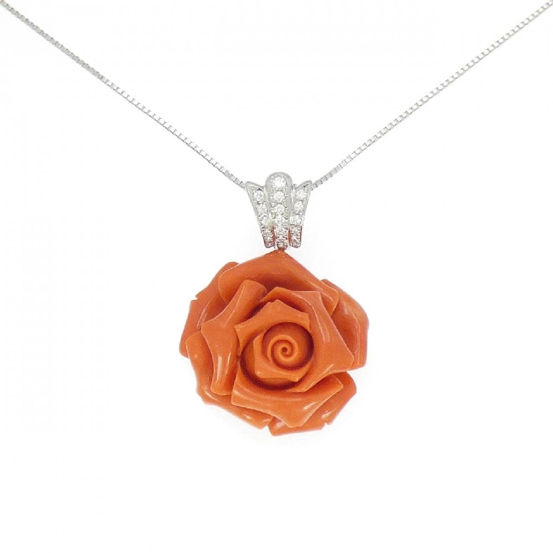 K18WG Rose Coral Necklace - Hàng hiệu Authentic 856921