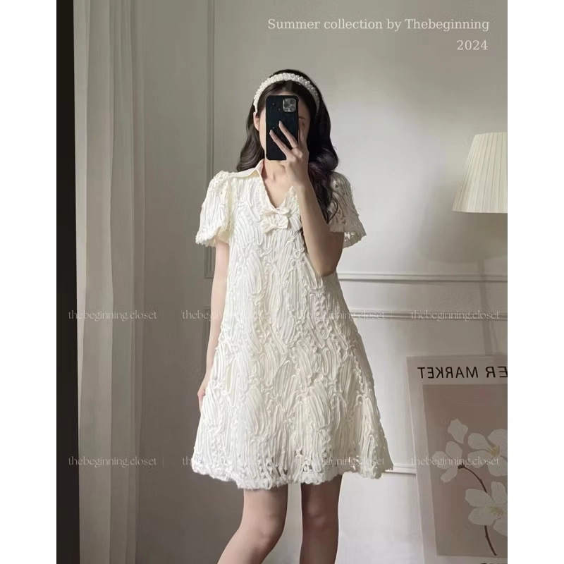 Đầm ren cổ V form babydoll 462785