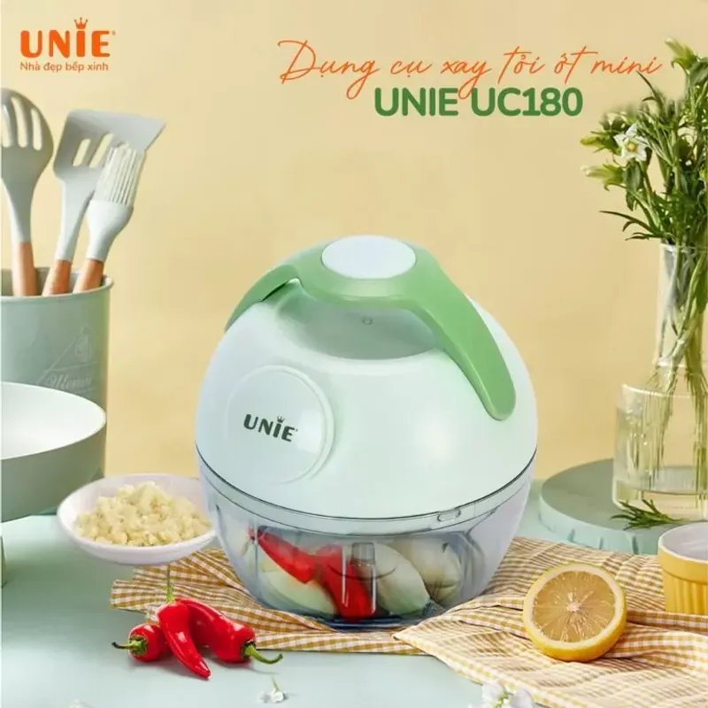 Máy xay hành tỏi ớt mini UNIE UC180 lưỡi dao sắc bén , chất liệu an toàn, dễ tháo lắp 736039