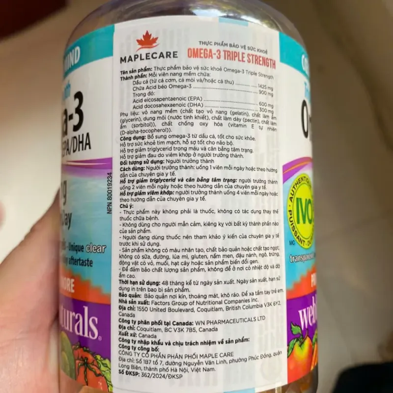 (Hàng CTY MỚI) Dầu cá Omega Webber Naturals nhập khẩu Canada hộp 80 viên 735854