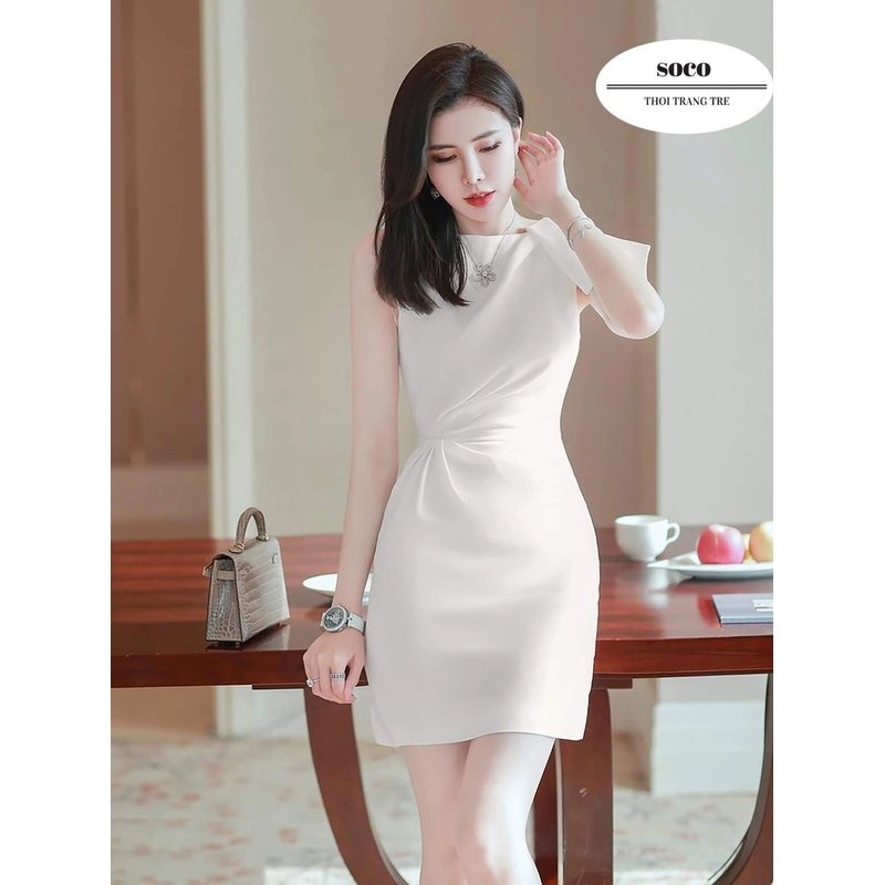 Váy sát nách lụa Mango thời trang size M màu trắng 306670