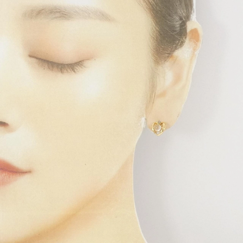 K18YG Bông tai đá mặt trăng hình trái tim - Hàng hiệu Chính hãng 875794