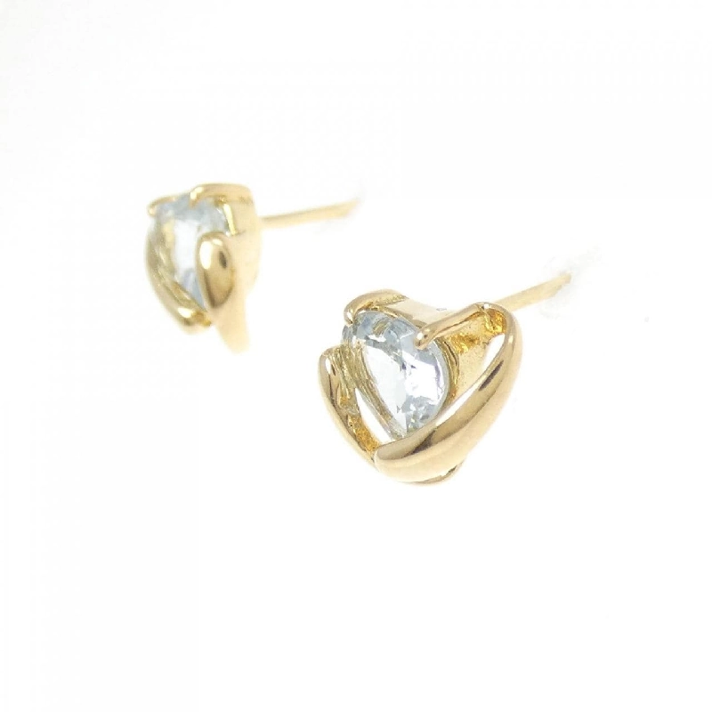 K18YG Bông tai Aquamarine hình trái tim - Hàng hiệu Chính hãng 866070