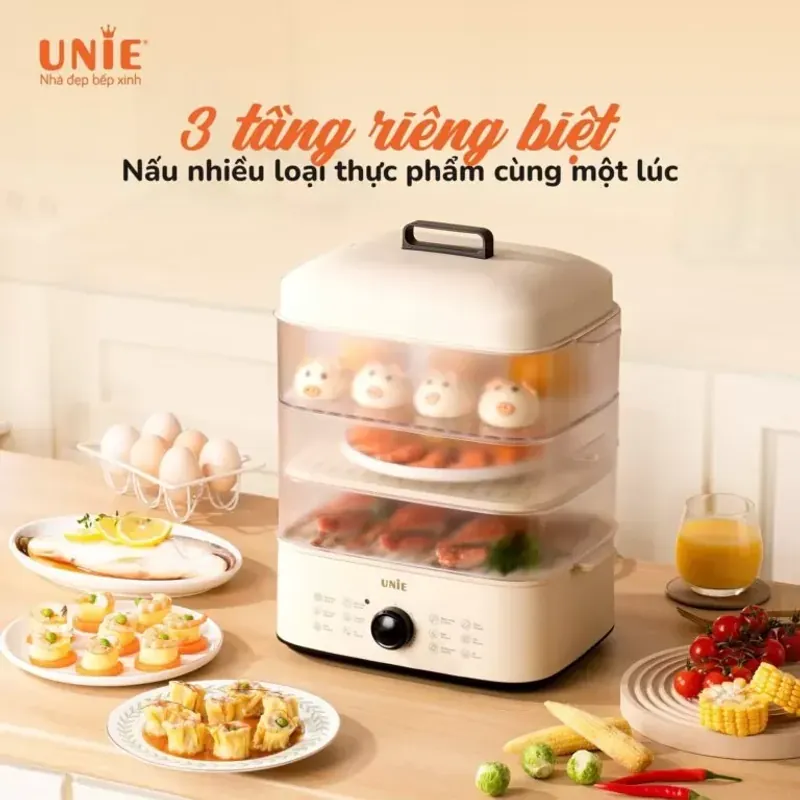 Nồi hấp UNIE 3 tầng 18L – Lựa chọn hoàn hảo cho bữa ăn healthy 573083