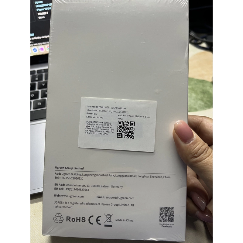 Bộ 3 miếng dán cường lực cho iphone 12- Ugreen chính hãng - mới nguyên seal 459678