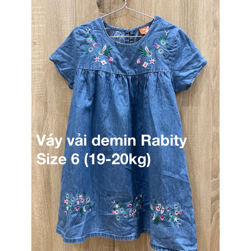 Váy bé gái vải demin Rabity size 6 (19-20kg) màu xanh chính hãng đã qua sử dụng 138479