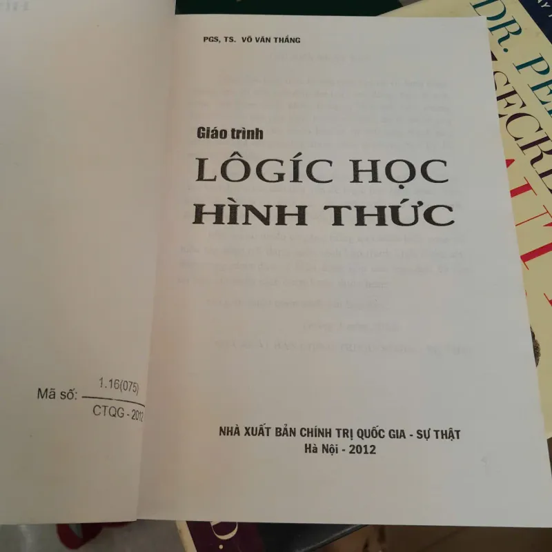GIÁO TRÌNH LÔGÍC HỌC HÌNH THỨC - VÕ VĂN THẮNG 1039802