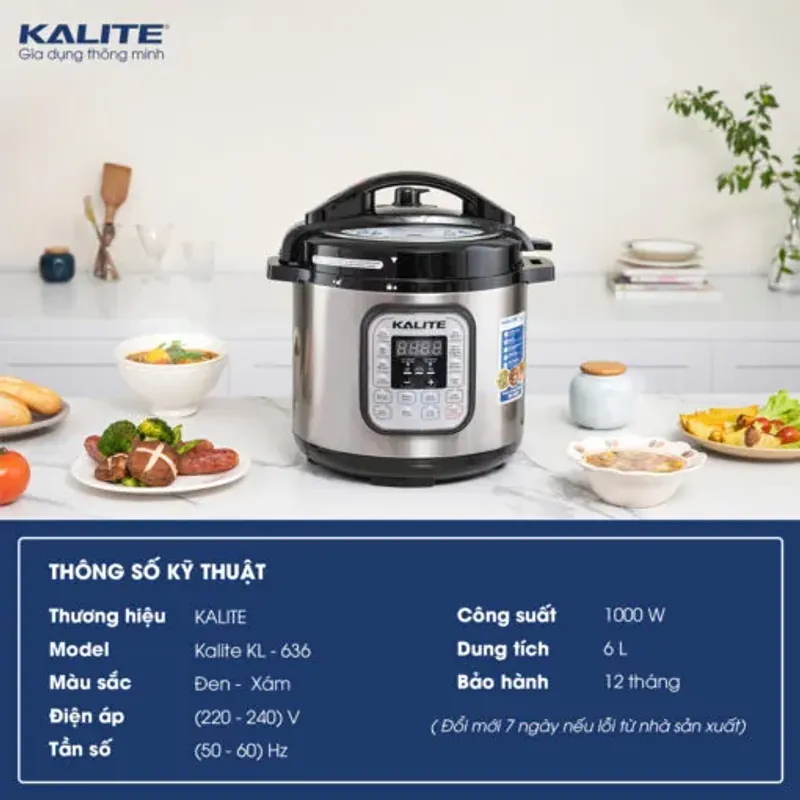 Nồi áp suất điện KALITE KL-636 đa năng 5in1, dung tích 6L 577491