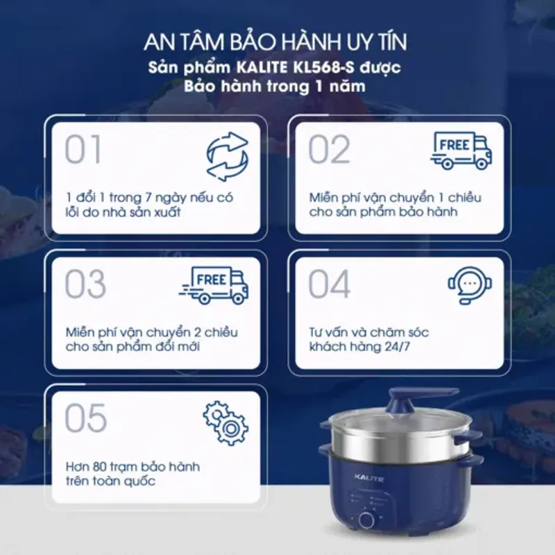 Nồi lẩu hấp KALITE KL568-S đa năng 2 tầng dung tích 11L 577571