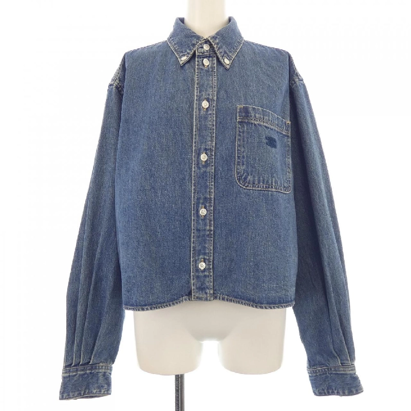 Áo sơ mi cropped denim wash đại dương liên minh CELINE 631271