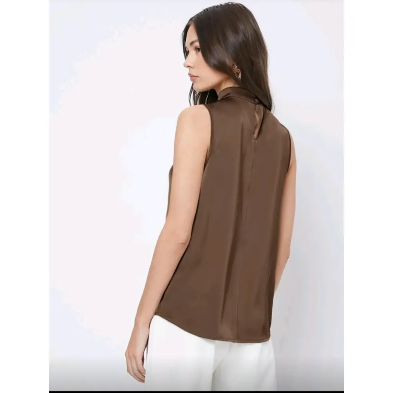 Áo cổ lọ có nút cài sau vải voan sáng trọng phù hợp đi làm, đi chơi 608910