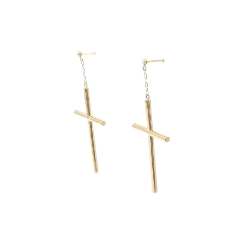 K18YG Bông tai hình chữ thập - Hàng hiệu Chính hãng 871311