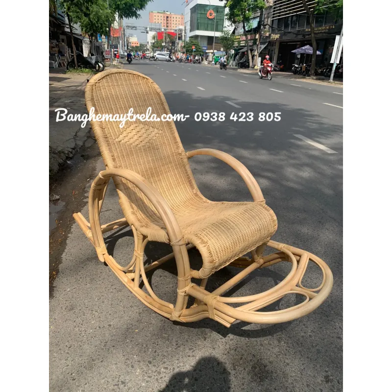 Ghế thư giãn bập bênh mây tre đan kín 999719