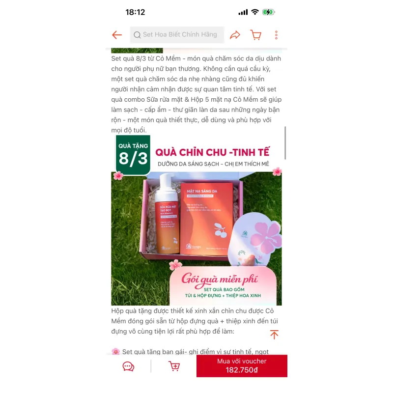 Combo sửa rửa mặt và mặt nạ dưỡng da Cỏ mềm 973290