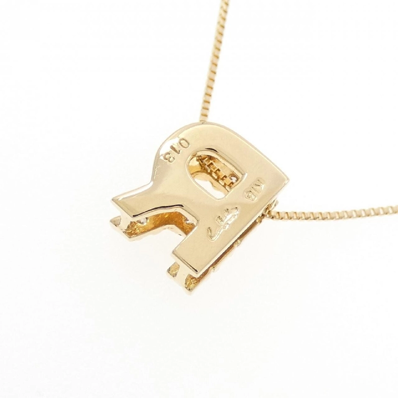 K18YG Chữ cái R Dây chuyền kim cương 0.13CT - Hàng hiệu Chính hãng 858672