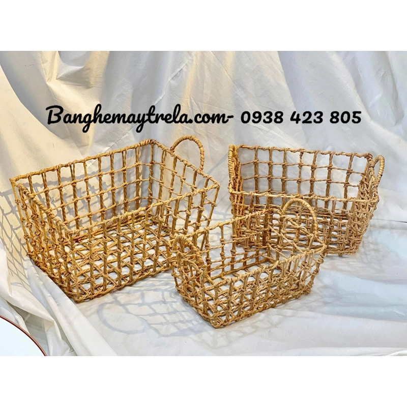 Giỏ đựng đồ chữ nhật mây tre đan 459833