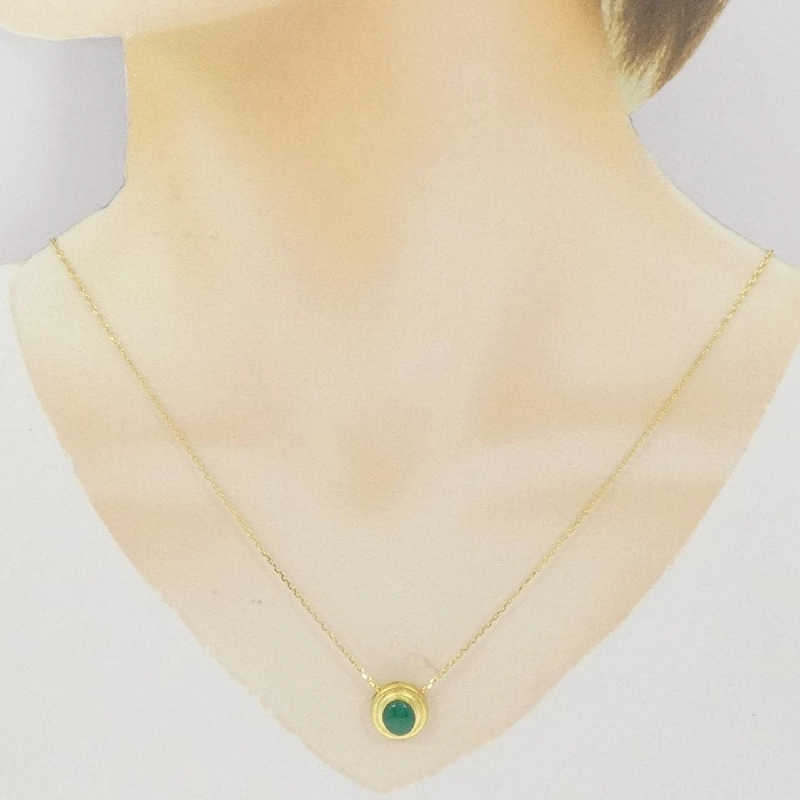 K18YG Đá ngọc bích Dây chuyền - Hàng hiệu Chính hãng 861756