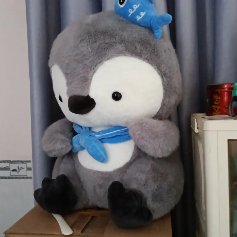 Thú nhồi bông chim cánh cụt 45cm màu xám (còn mới) 980007