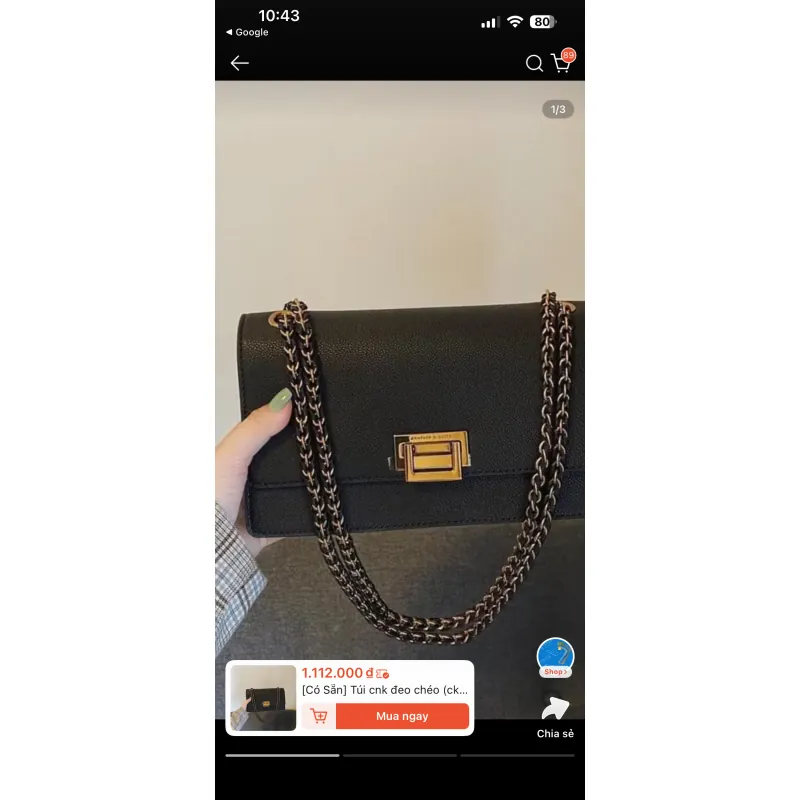 Túi xách nữ da PU đeo chéo phối dây xích vàng sang trọng 975278