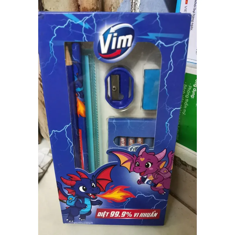 [Bộ dụng cụ học tập Vim] Thước kẻ - bút chì - tẩy - gọt bút chì - bút màu sáp  996188