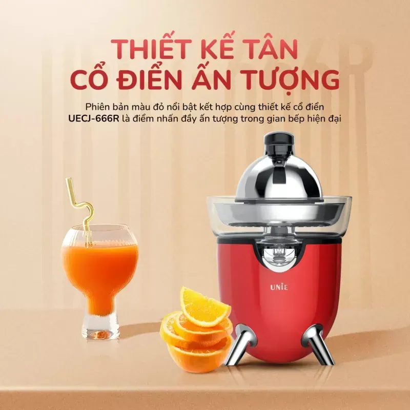 Máy vắt cam điện tự động UNIE UECJ-666R 100W — ép nhanh, chống nhỏ giọt, vận hành êm 578111
