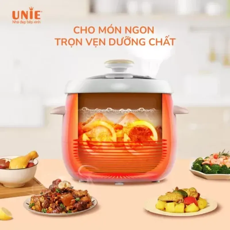Nồi nấu chậm UNIE USC10W 1L chính hãng, lòng Ceramic, 6 chức năng đa dạng tiện lợi 588867
