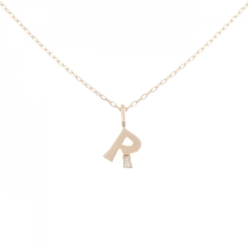 K18PG Chữ cái R Dây chuyền kim cương 0.01CT - Hàng hiệu Chính hãng 859339