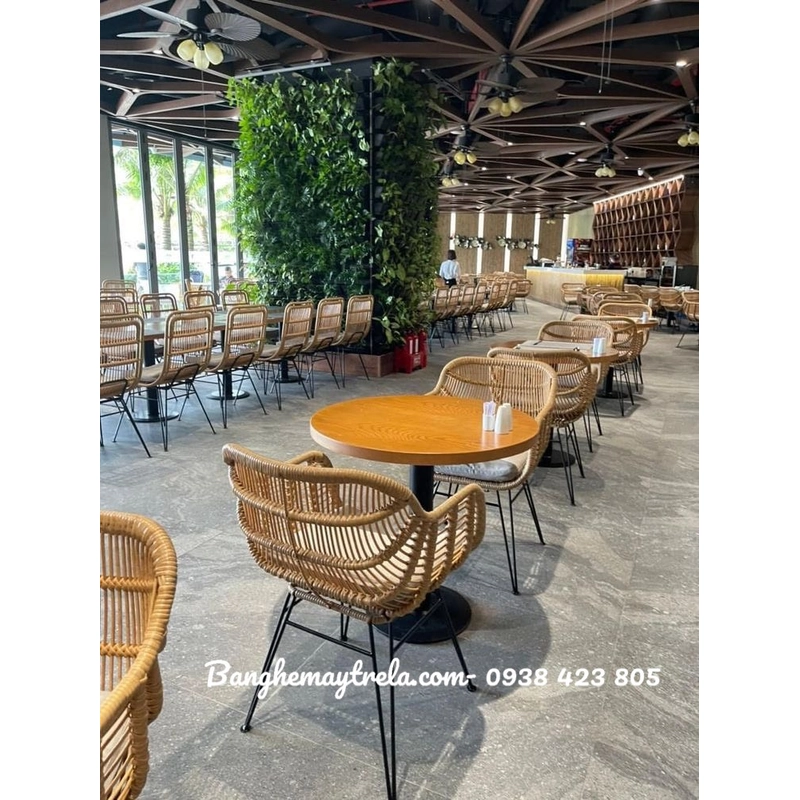Ghế chân sắt cafe mây tre 443508
