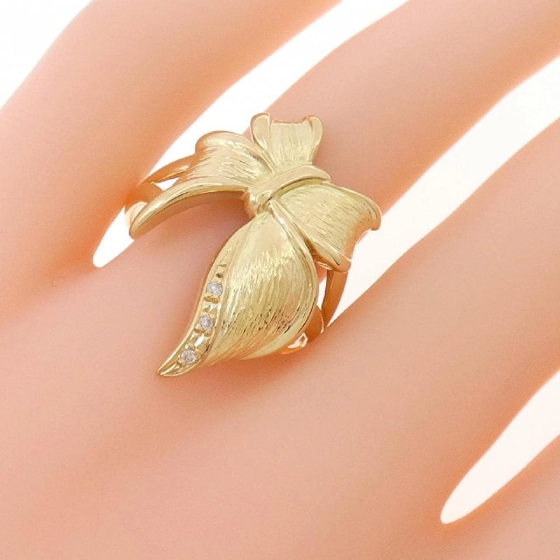 Nhẫn kim cương K18YG hình ruy băng 0.02CT - Hàng hiệu chính hãng 848475