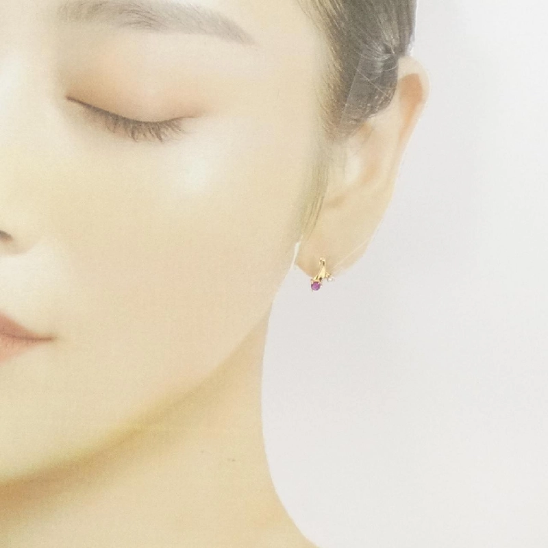 K18YG Bông tai Ruby - Hàng hiệu Chính hãng 870384