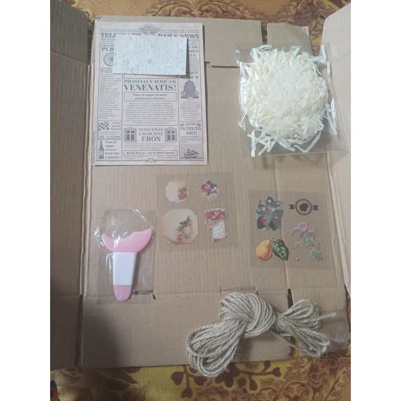 Combo Gói Quà Gồm Dây Gai, Rơm Lót, Sticker Trang Trí, Tặng kèm Hộp và dụng cụ kẻ mắt 791092