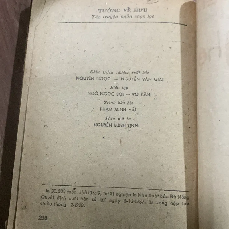 Tướng về hưu, truyện ngắn chọn lọc, 1988 703718
