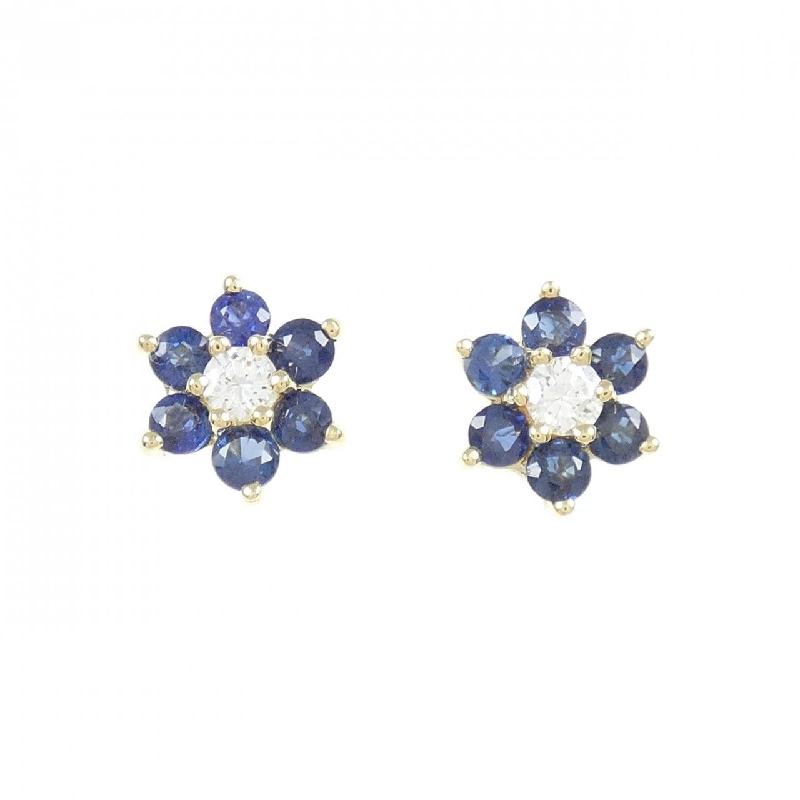 Bông tai hoa sapphire 750YG/K18YG - Hàng hiệu Authentic 871103