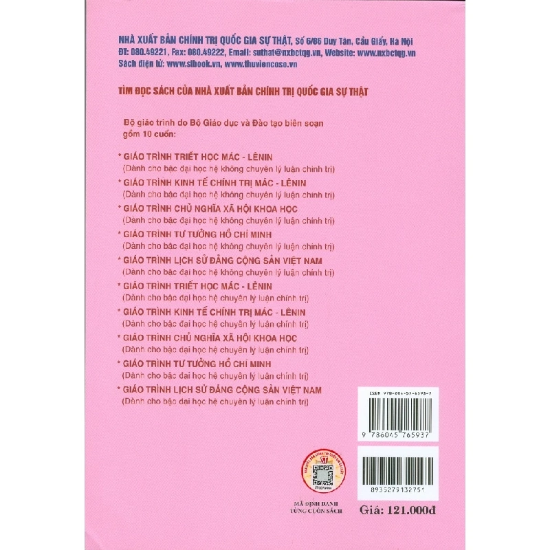 Giáo Trình Triết Học Mác - Lênin (Dành Cho Bậc Đại Học Hệ Chuyên Lý Luận Chính Trị) - Bộ Giáo Dục Và Đào Tạo 280377