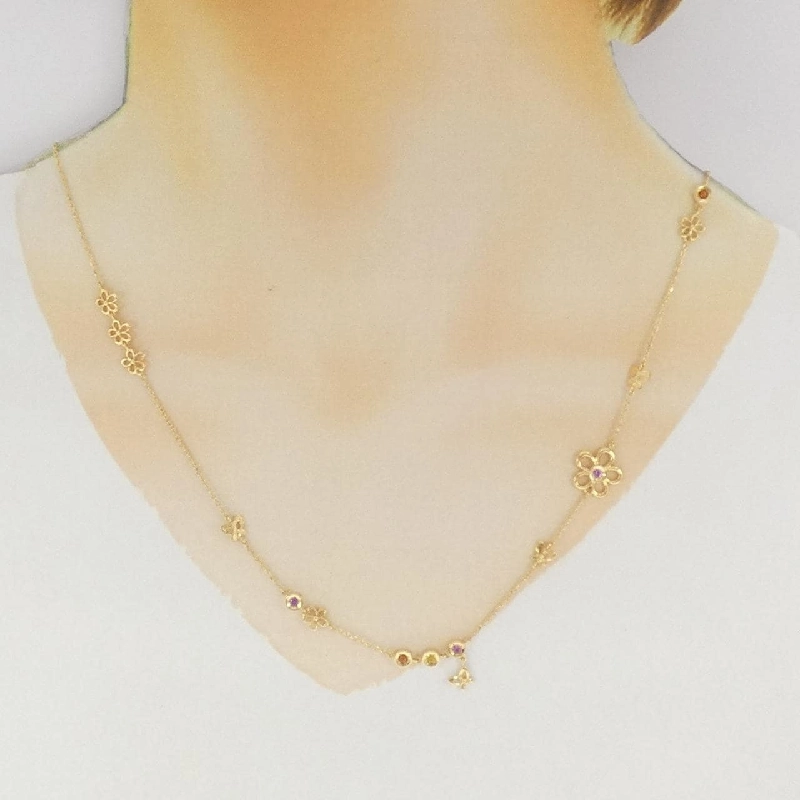 K18YG Hoa × Bướm Đá Màu Dây Chuyền - Hàng hiệu Chính hãng 863418