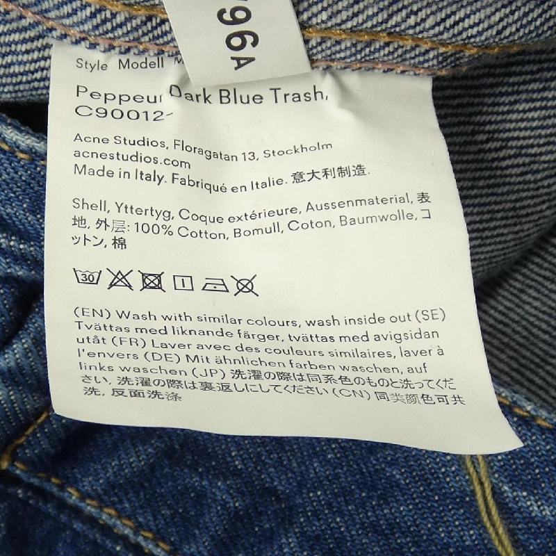 Áo khoác denim Peppeur Dark Blue Trash của ACNE STUDIOS 631843